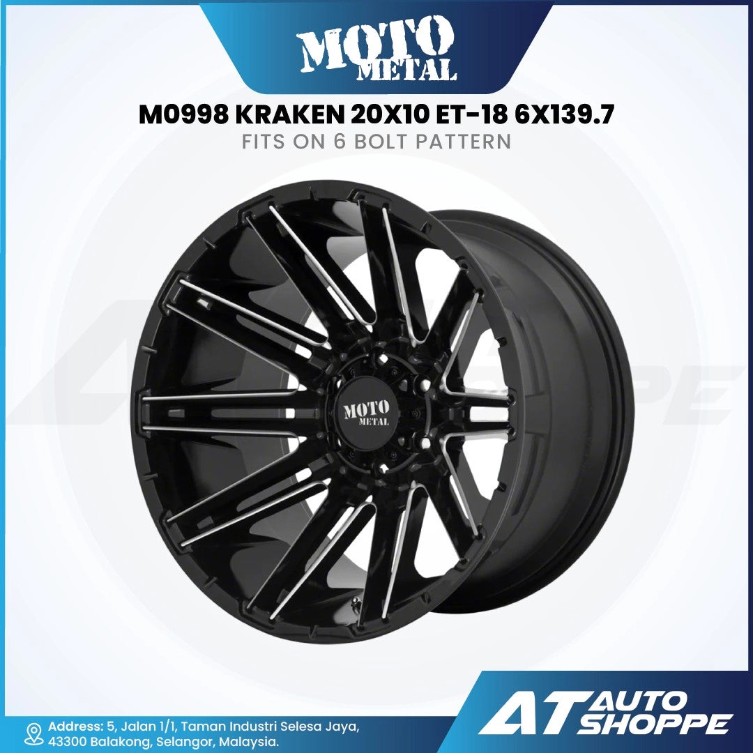 Moto Metal MO998-Gloss Black/Milled 20x10 ET-18 6x139.7 (1 piece)