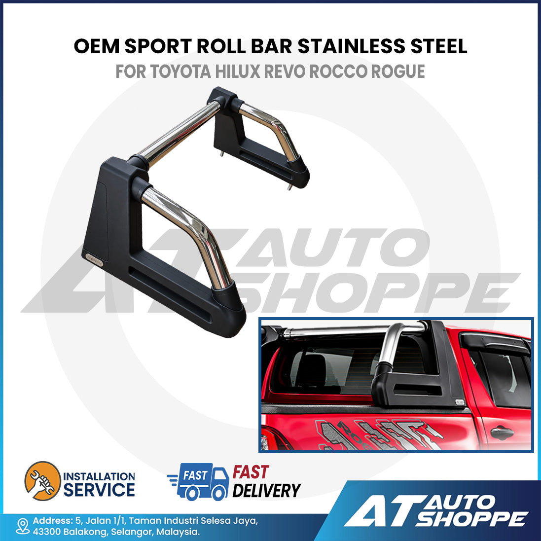 OEM Stainless Steel Sport Roll Bar for Toyota Hilux Revo / Rocco / Rogue