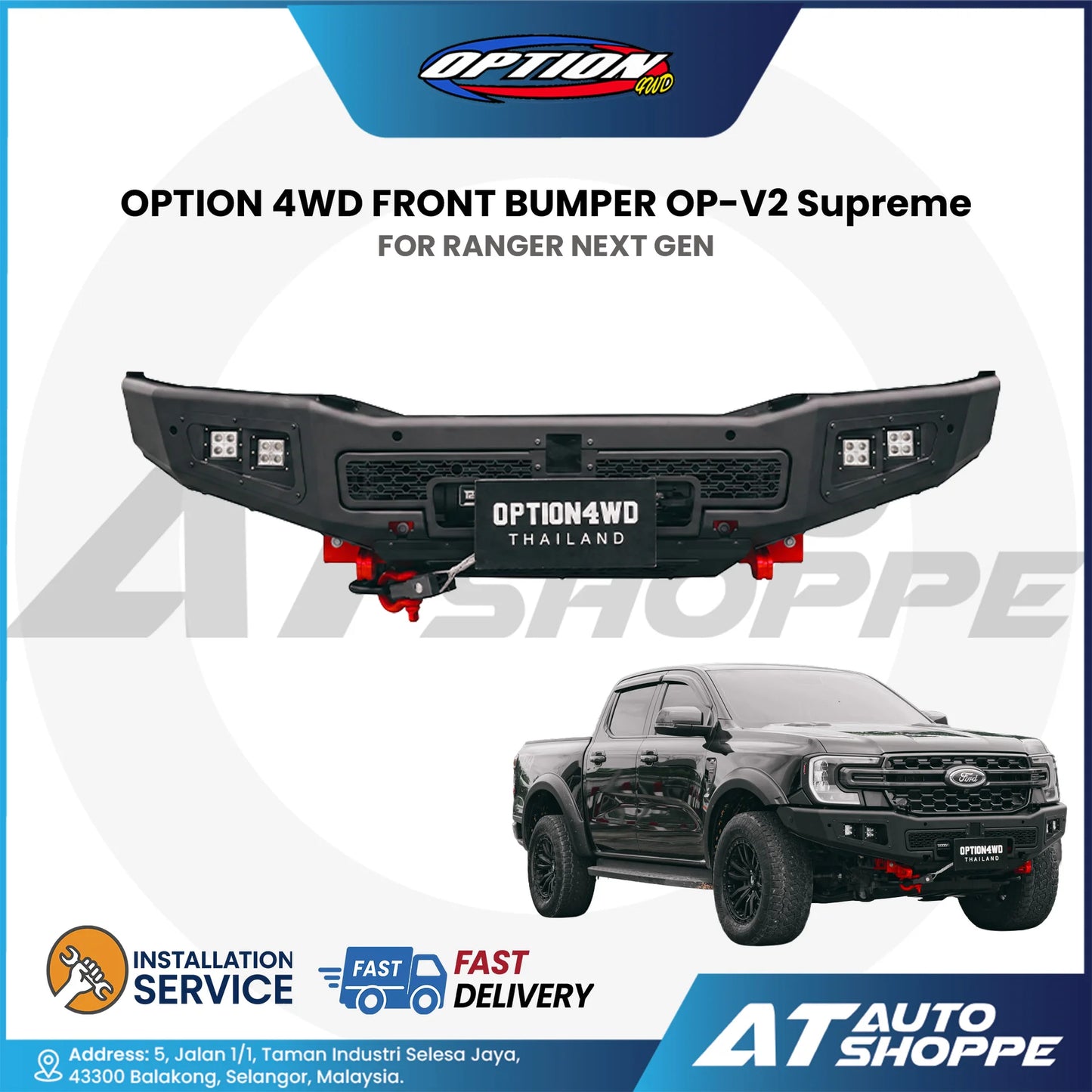 OPTION 4WD OP V2 Supreme Front Bumper for Ford Ranger Next Gen