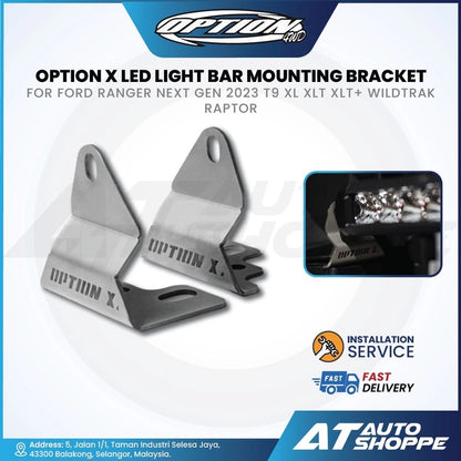 Option 4WD Option X LED Light Bar Mounting Bracket Ford Ranger Next Gen T9 2023-Current