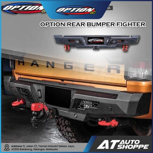 OPTION 4WD Rear Bumper Fighter For Ford Ranger (2012-2021) T6 T7 T8 XL XLT XLT + Wildtrak