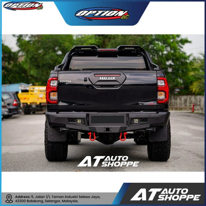 Option 4WD Fighter Rear Bumper Black Steel Toyota Hilux 2015-Current
