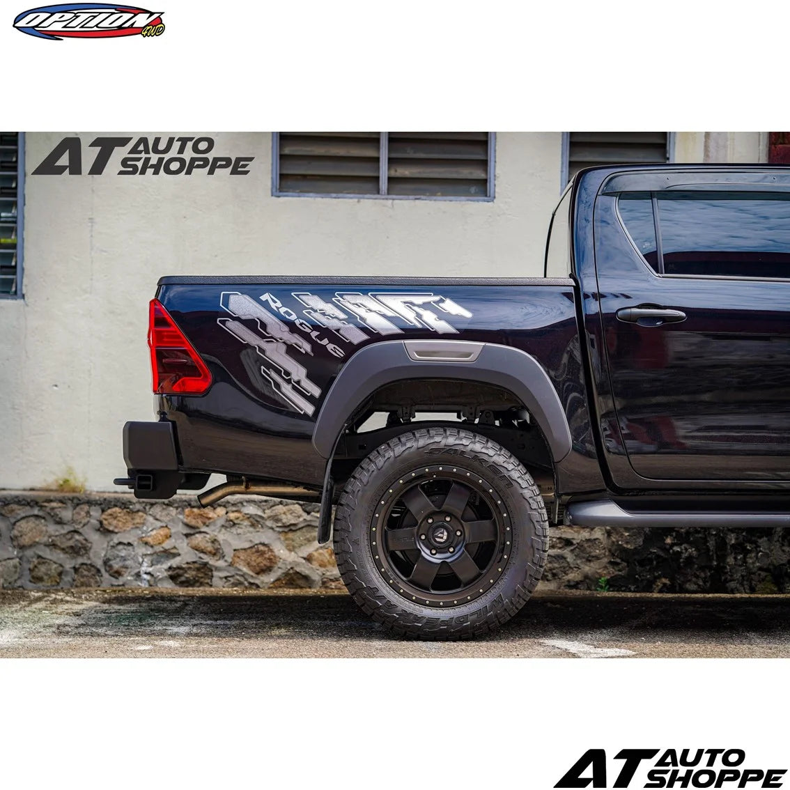Option 4WD Fighter Rear Bumper Black Steel Toyota Hilux 2015-Current