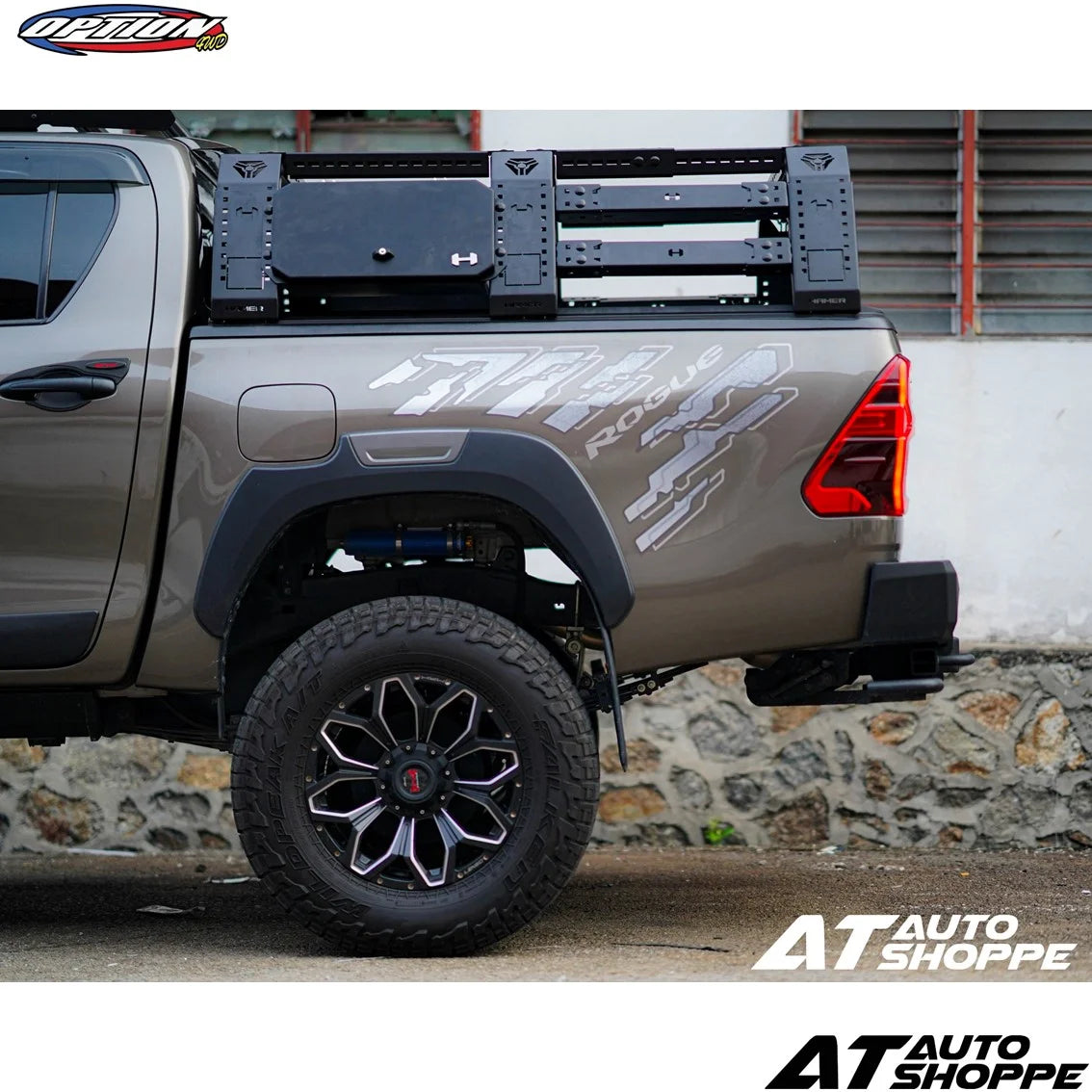 Option 4WD Fighter Rear Bumper Black Steel Toyota Hilux 2015-Current