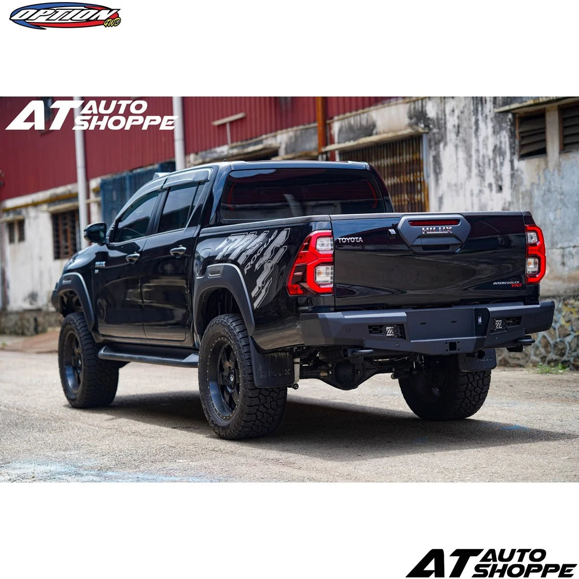 Option 4WD Fighter Rear Bumper Black Steel Toyota Hilux 2015-Current
