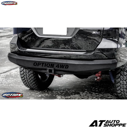 Bumper of a vehicle with 'Option 4WD' branding on a white background