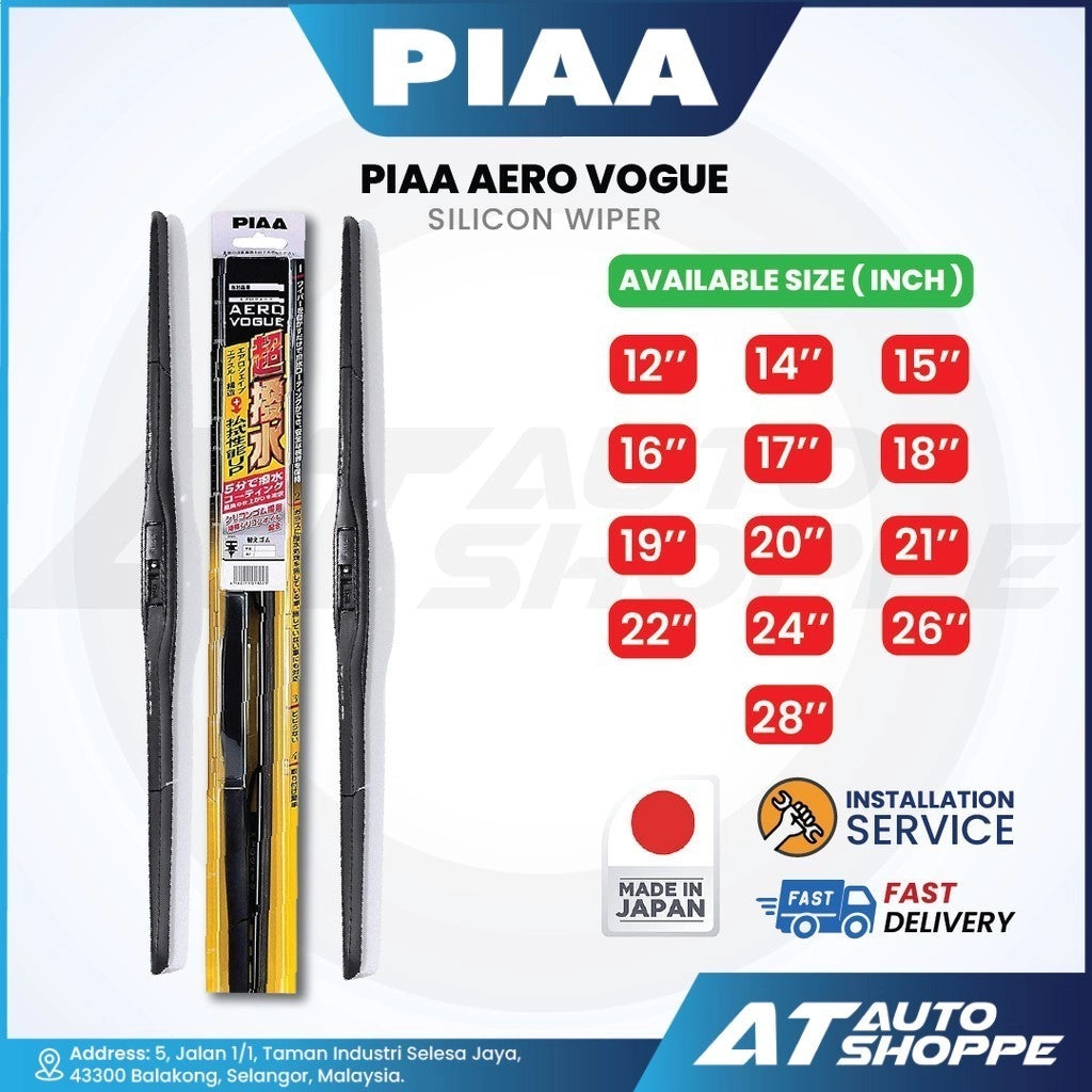 PIAA Aero Vogue Silicon Wiper 12” to 26” Car Wiper All Sizes (Product of Japan)