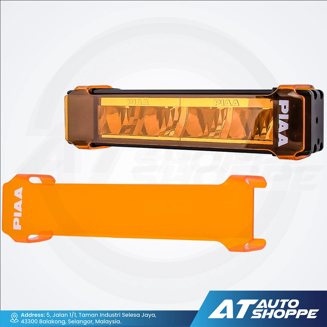 Orange PIAA automotive light bar on a white background with AT Auto Shoppe branding.
