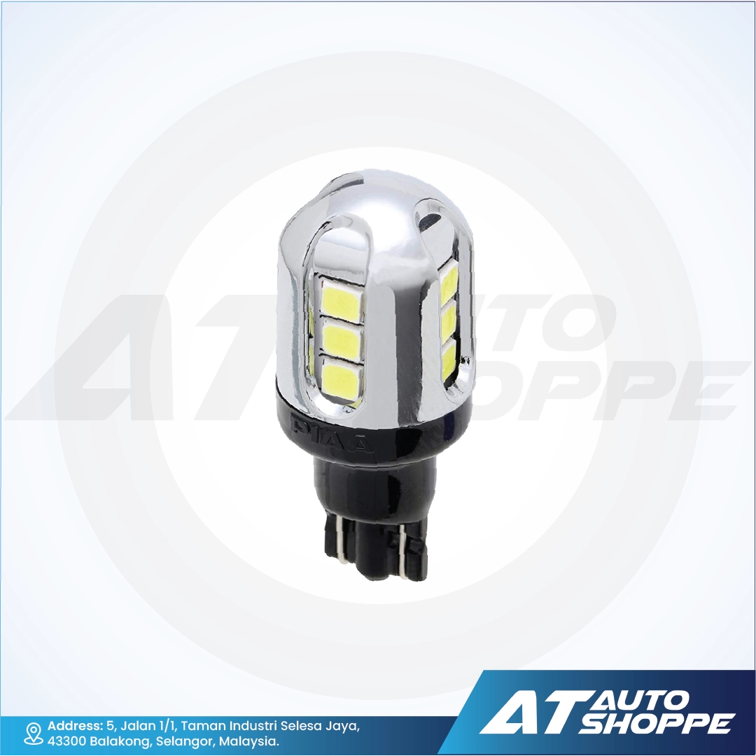 Car LED bulb with visible brand logo on a white background
