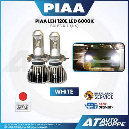 PIAA LEH 120E LED 6000K Bulbs Kit (H4) (Product of Japan)