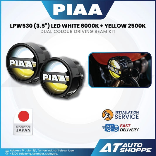 PIAA LPW530 (3.5") LED White 6000K + Yellow 2500K Dual Colour Driving Beam Kit (Product of Japan)