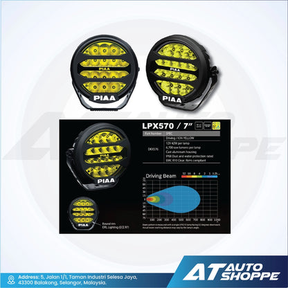 PIAA LPX570 (7") LED Spotlight Driving Beam White/Yellow (1 pair)