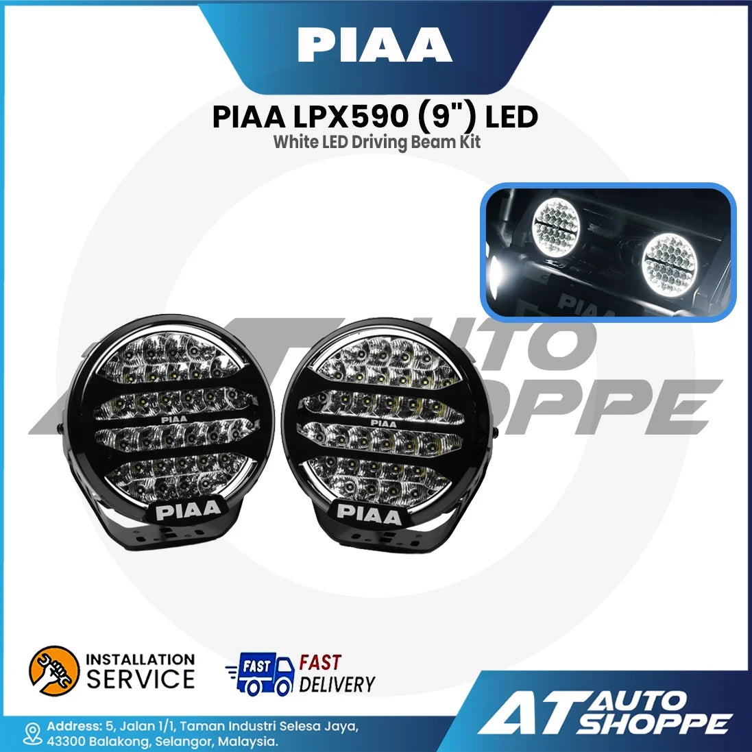 PIAA LPX590 9 Inch White LED Driving Beam Kit