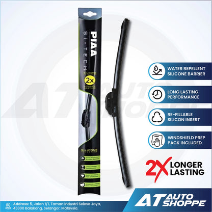 Piaa Si-Tech wiper blade with packaging on a white background, featuring AT Auto Shoppe branding.