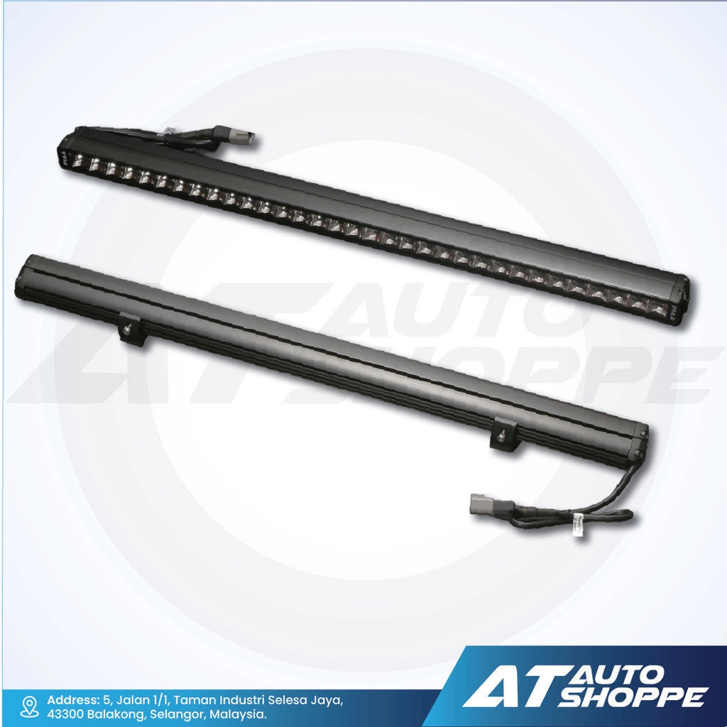 Two black LED light bars on a white background with AT Auto Shoppe branding.