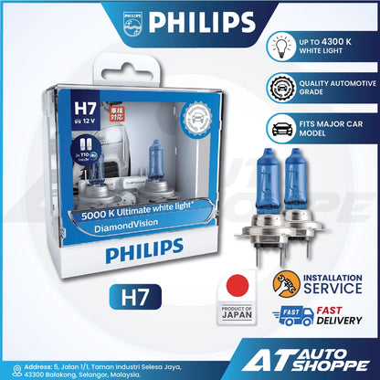 Philips H7 car bulb packaging with product details on a white background