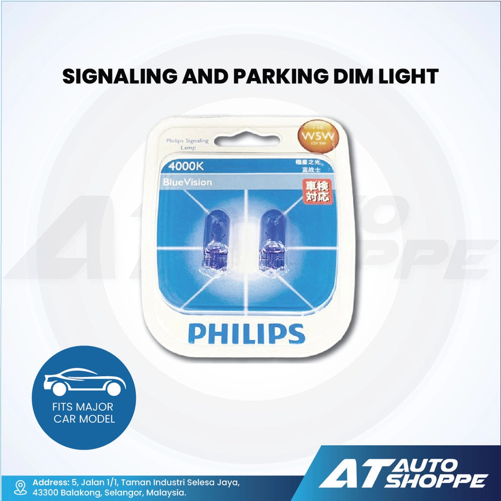 Philips T10 4000K Blue Vision Signaling Parking Car Light Bulbs