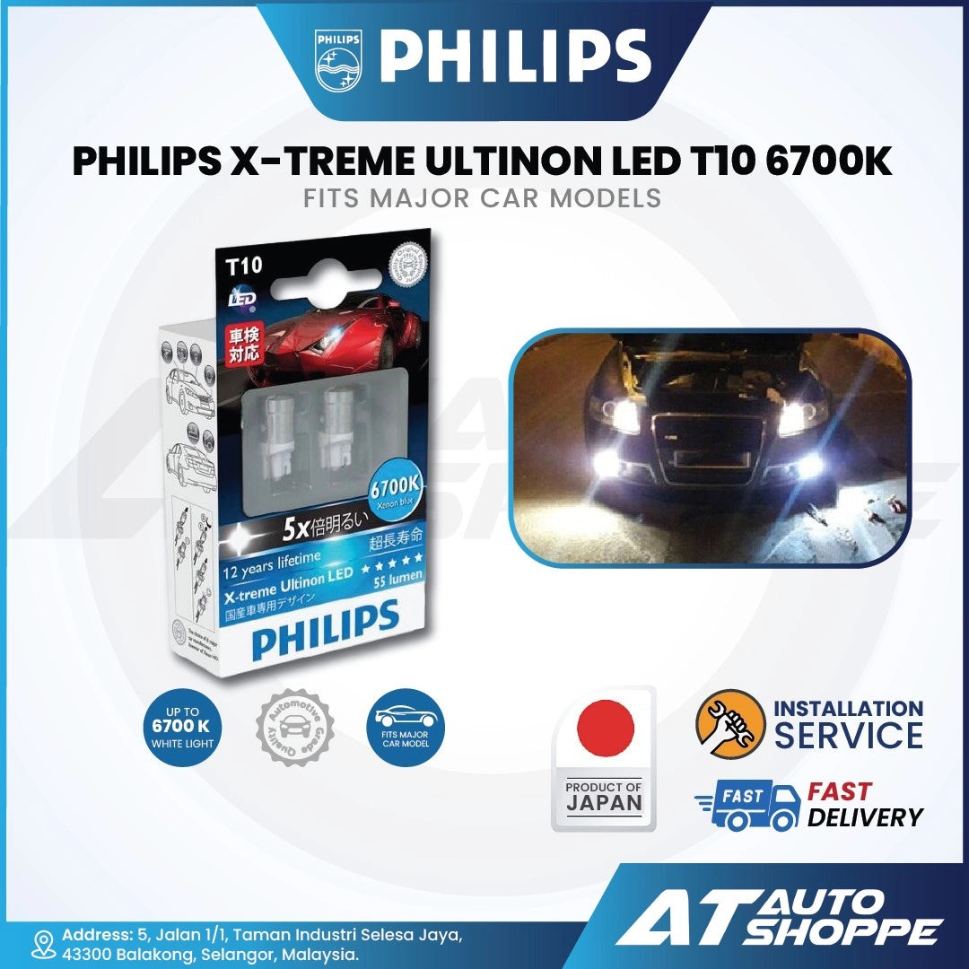 Philips X-treme Ultinon LED Car Bulbs T10 6700K (1 Pair)