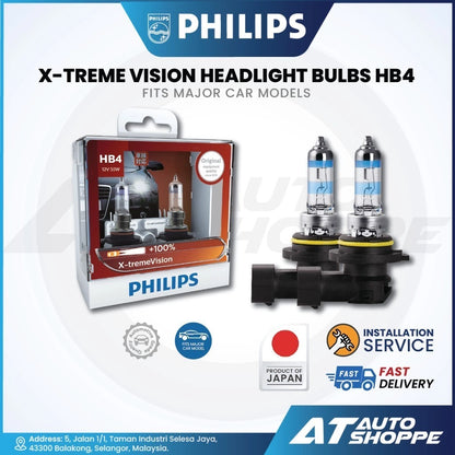 Philips X-treme Vision Headlight Bulbs 3500K HB4 (1 pair)