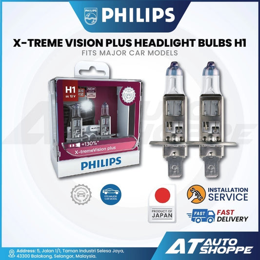 Philips X-treme Vision Plus Headlight Bulbs 3500K H1 (1 pair)