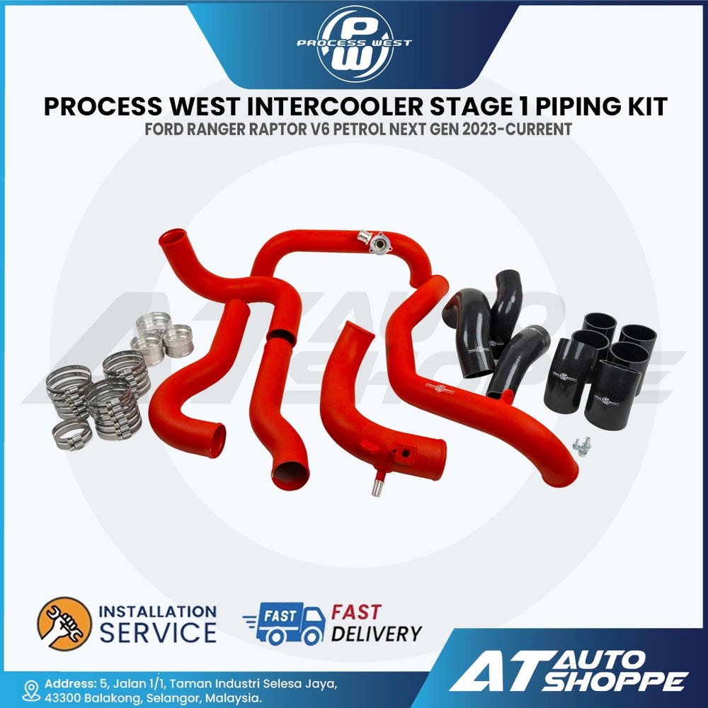Process West Intercooler Stage 1 Piping Kit (Red) for Ford Ranger Raptor V6 Petrol Next Gen 2023-Current