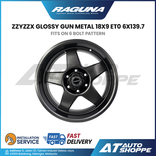 RAGUNA ZZYZZX Glossy Gun Metal 18x9 ET0 6x139.7 (1 Piece)