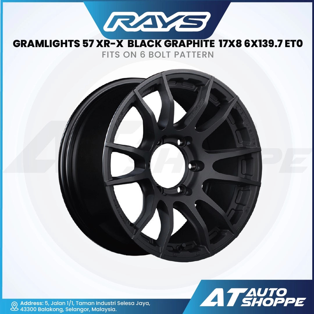 Black alloy wheel with specifications on a white background