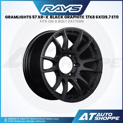 Black alloy wheel with specifications on a white background