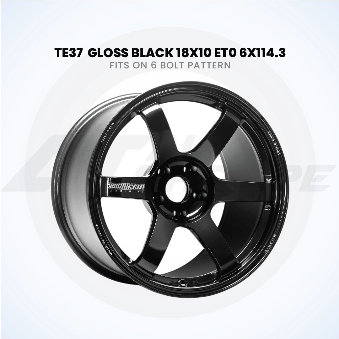 RAYS TE37-Gloss Black 18x10 ET0 6x114.3 Wheel (1 Piece)