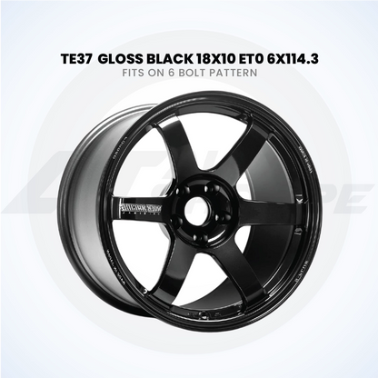 RAYS TE37-Gloss Black 18x10 ET0 6x114.3 Wheel (1 Piece)