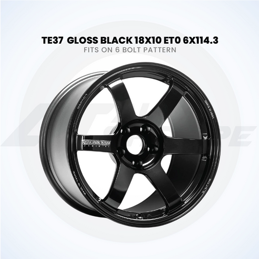 RAYS TE37-Gloss Black 18x10 ET0 6x114.3 Wheel (1 Piece)
