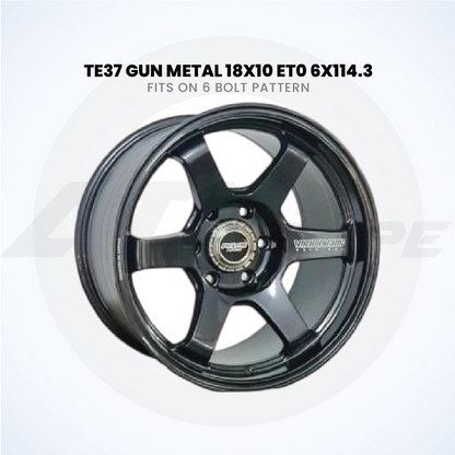 RAYS TE37-Gun Metal 18x10 ET0 6x114.3 Wheel (1 Piece)