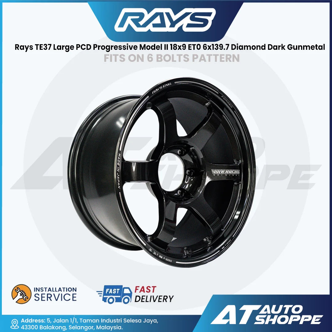 RAYS TE37-Large PCD Progressive Model II Diamond Dark Gunmetal 18x9 ET0 6x139.7 (1 Piece)