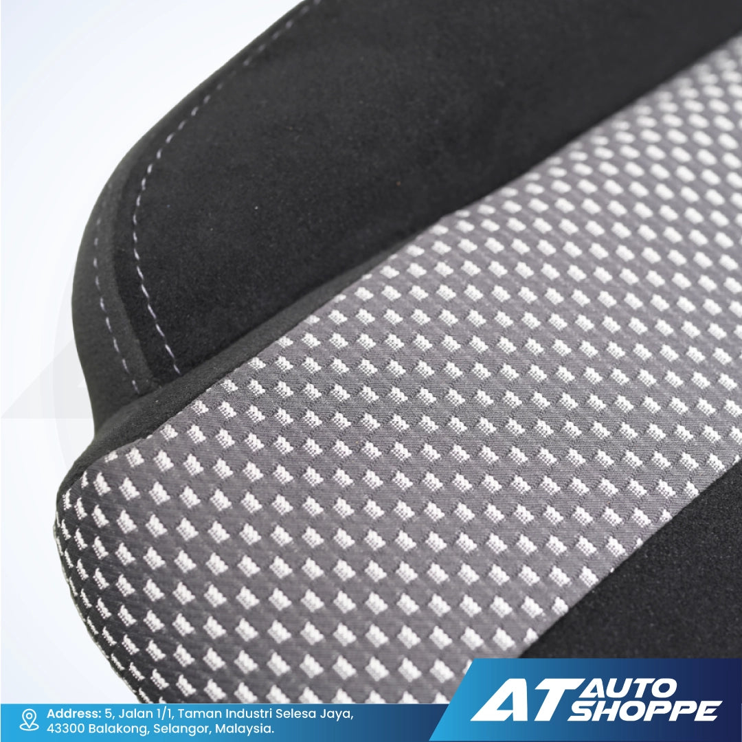 Recaro car seat cover with textured pattern and AT Auto Shoppe branding