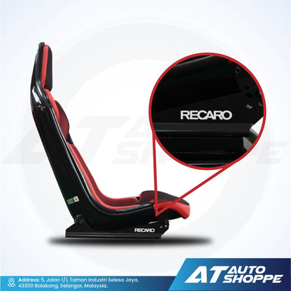 Black and red car seat with Recaro branding on a white background