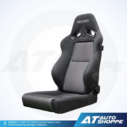 Black car seat with Recaro branding on a white background