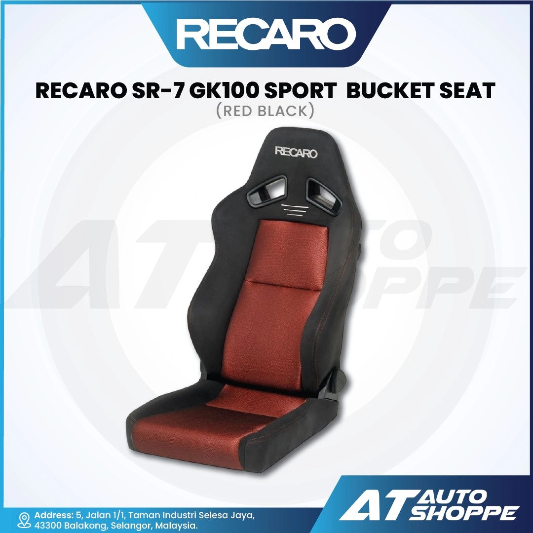 Recaro SR-7 GK100 Sport Bucket Seat with red and black design on a white background