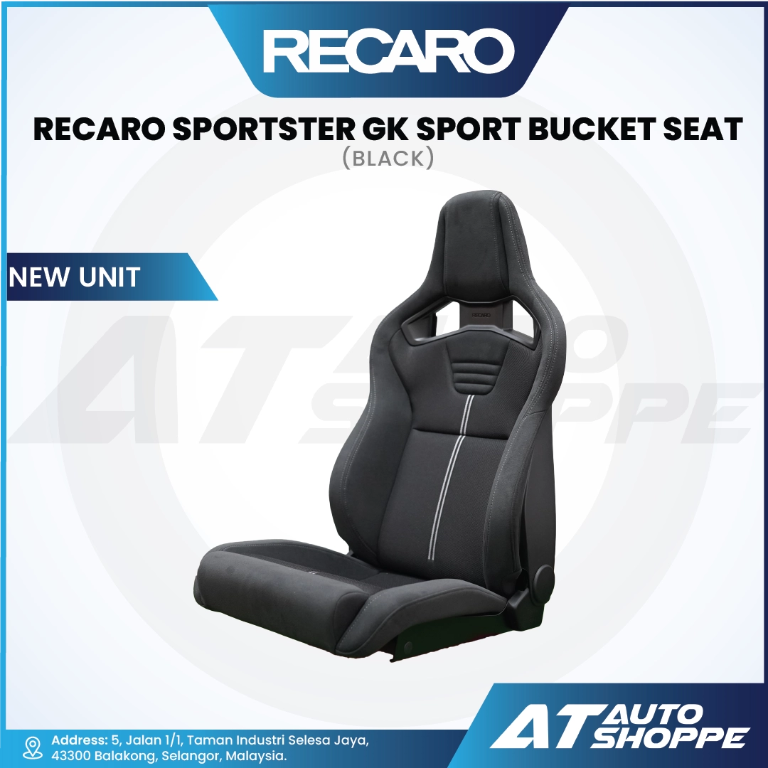 Recaro Sportster GK Sport Bucket Seat on a white background with AT Auto Shoppe branding.