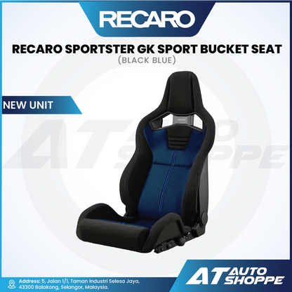 Recaro Sportster GK Sport Bucket Seat with blue and black design on a white background