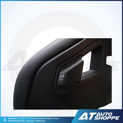 Recaro car door handle with a logo in the corner on a white background