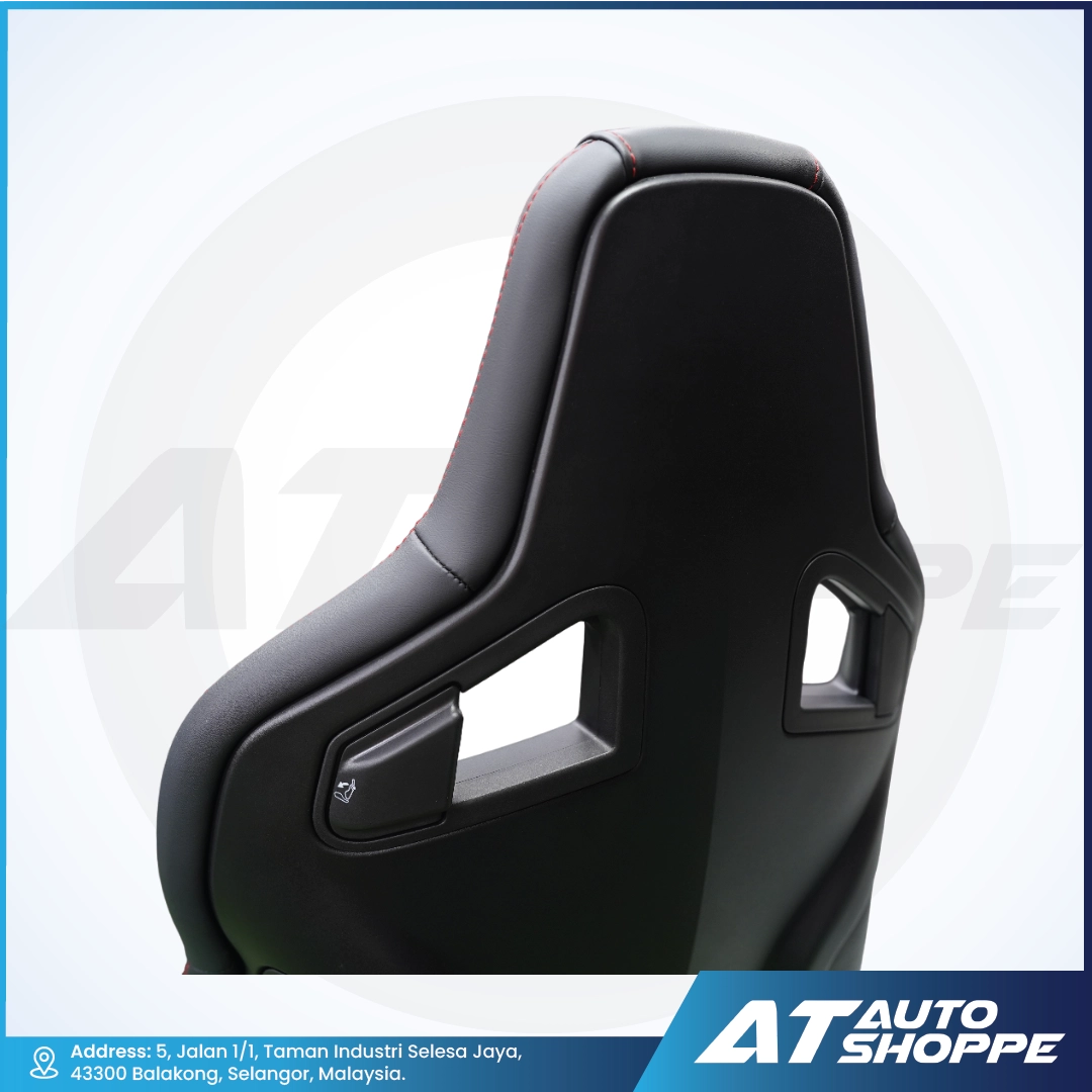 Recaro car seat on a white background with AT Auto Shoppe branding.