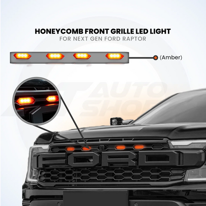 Raptor Honeycomb Grille with Amber LED Lights for Ford Ranger Raptor Next Gen 2023-Current