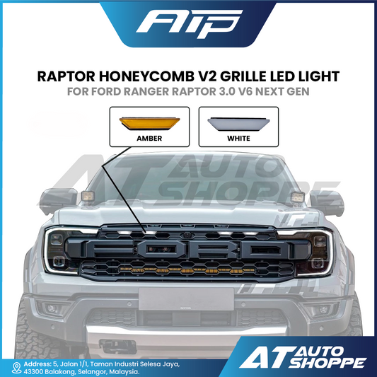 Raptor Honeycomb V2 Grille with LED Lights for Ford Ranger Raptor 3.0 V6 Next Gen