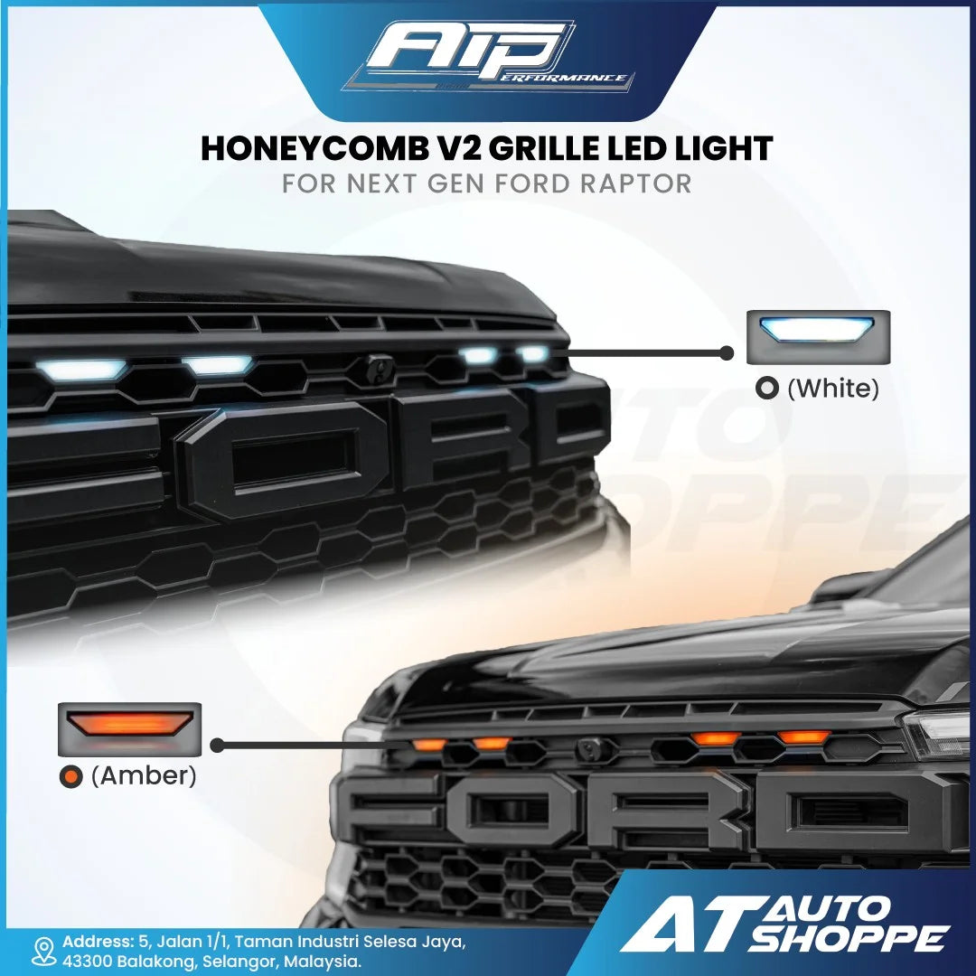 Raptor Honeycomb V2 Grille with LED Lights for Ford Ranger Raptor 3.0 V6 Next Gen