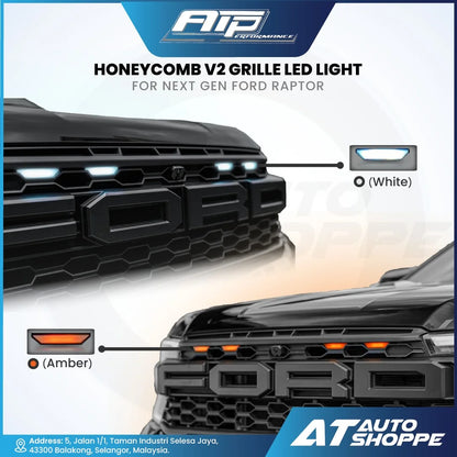Raptor Honeycomb V2 Grille with LED Lights for Ford Ranger Raptor 3.0 V6 Next Gen