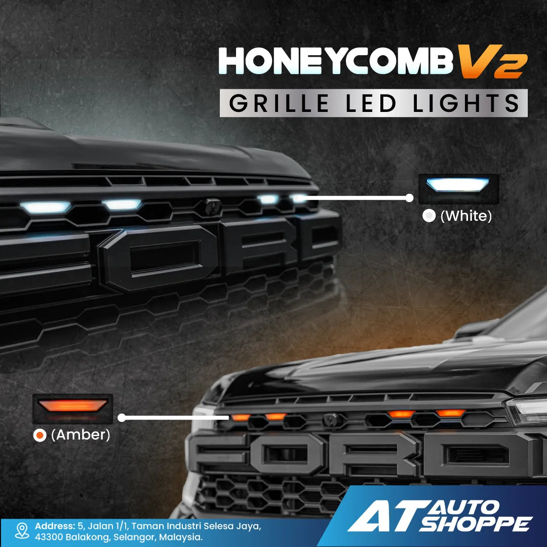 Raptor Honeycomb V2 Grille with LED Lights for Ford Ranger Raptor 3.0 V6 Next Gen