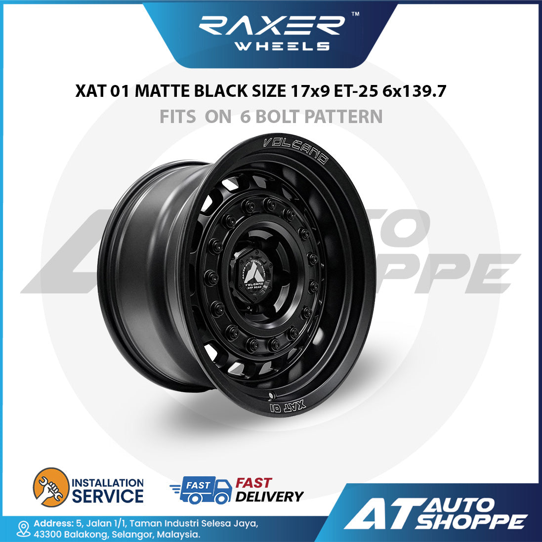 Raxer Wheels XAT 01 Matte Black Size 17x9 6x139.7 ET25 Wheel (1 Piece)
