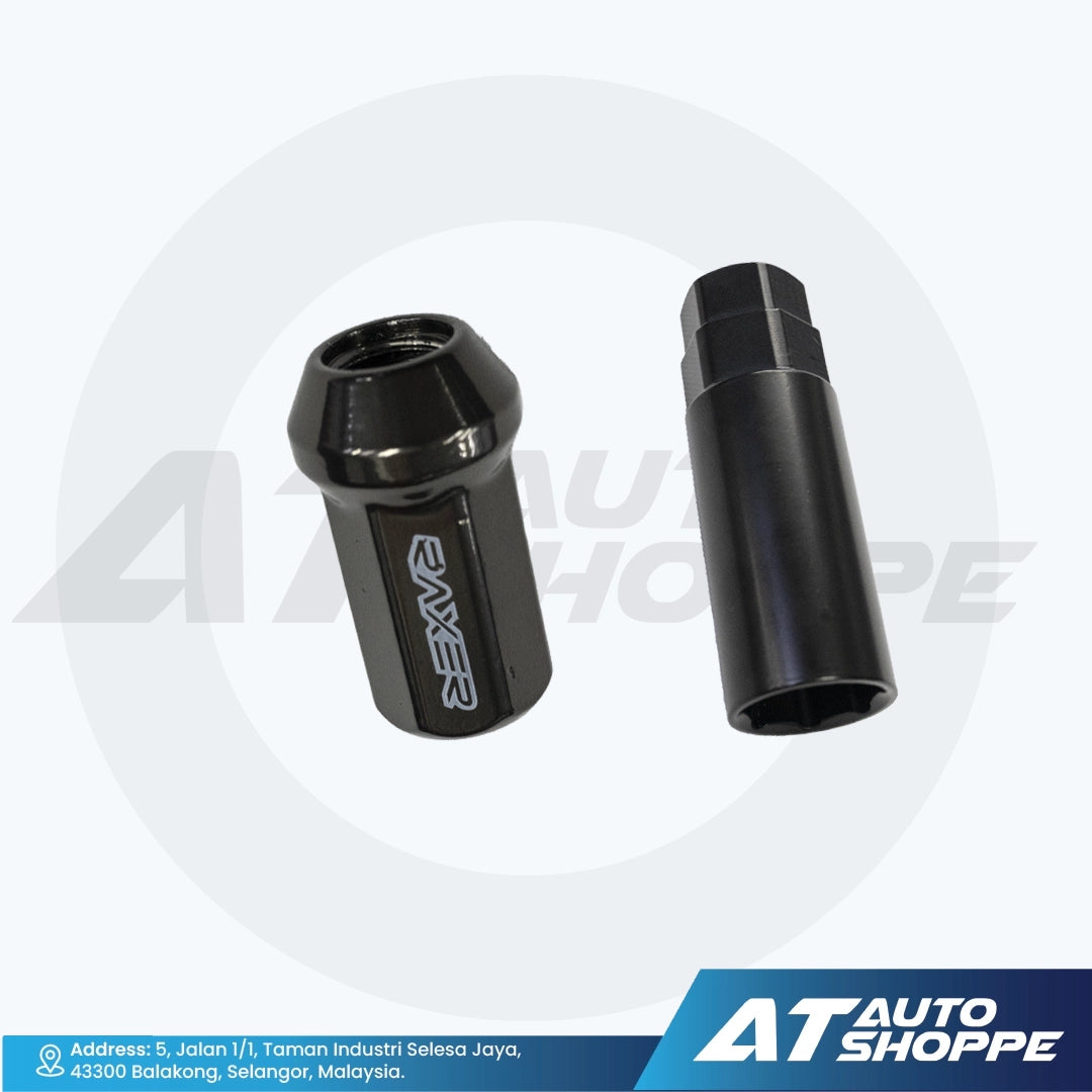Two black metal components with a brand logo on a white background, featuring AT Auto Shoppe branding.