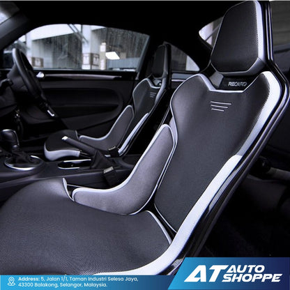Car interior with Recaro seats and AT Auto Shoppe branding.