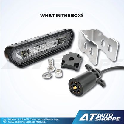 Rigid light assembly with mounting bracket and wiring on a white background, featuring AT Auto Shoppe branding.
